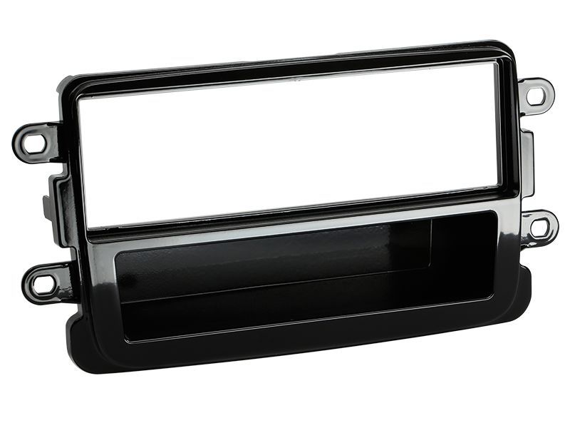 ACV Radioblende kompatibel mit Dacia Dokker Duster Lodgy Sandero 1-DIN mit Fach Piano Lack schwarz ab Bj. 2012