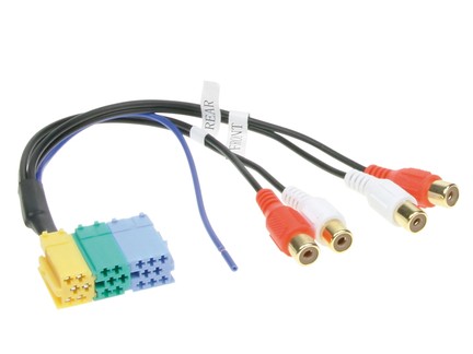 Umr�stadapter 6pol Mini ISO Buchse auf 4 Cinch