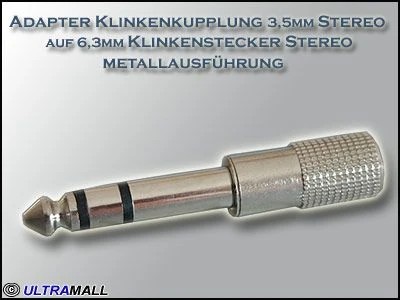 Adapter Klinkenkupplung 3,5mm Stereo auf 6,3mm Klinkenstecker Stereo