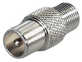 F-Adapter F-Kupplung auf Koax Stecker