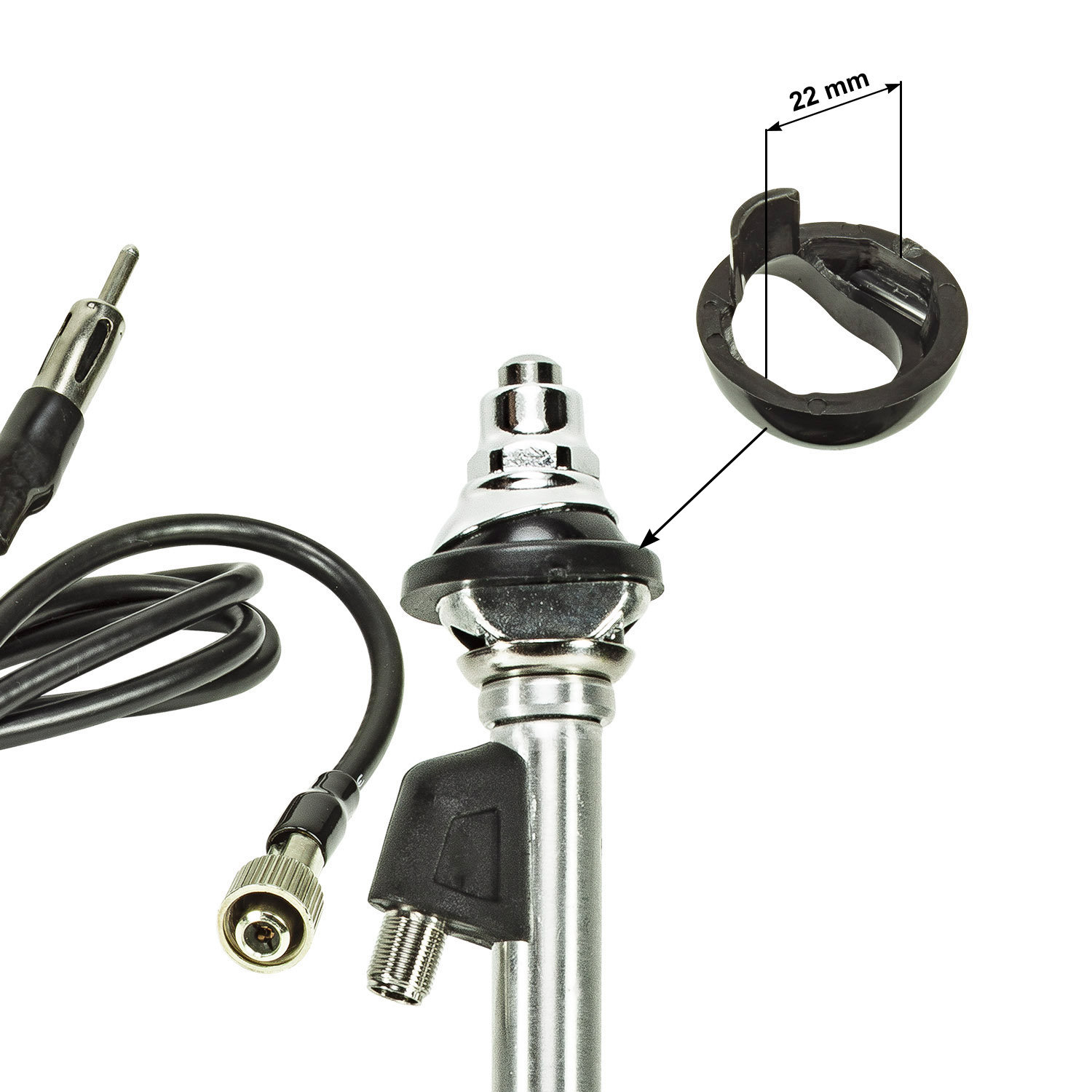 tomzz Audio Motorantenne AM FM mit Verstärker Chrom-Optik adaptiert-/bilder/big/1000-058-3.jpg