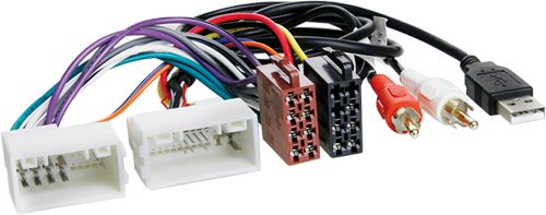 Autoradio Adapter Kabel kompatibel mit Hyundai Elantra H1 i10 i30 i40 ix20 ix35 Santa Fe Sonata Tucson mit AUX + USB ab Bj. 2010 adaptiert auf ISO (m)