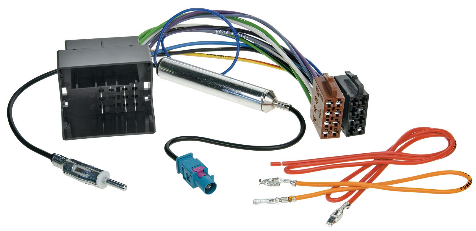 Autoradio Adapter Kabel kompatibel mit Audi Seat Skoda VW inkl. Phantomeinspeisung Fakra / ISO adaptiert von Quadlock auf ISO (m)