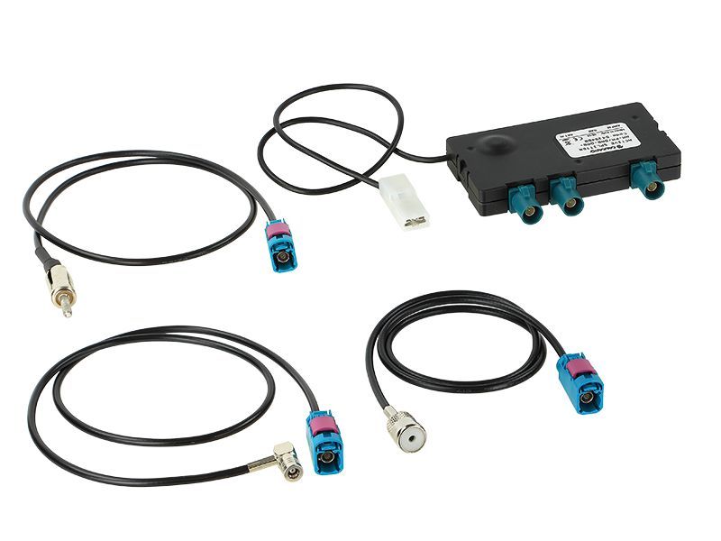 Antennensplitter AM/FM-DAB+ aktiv inklusive Adapterkabel adaptiert von Fakra (m) auf Fakra (m)