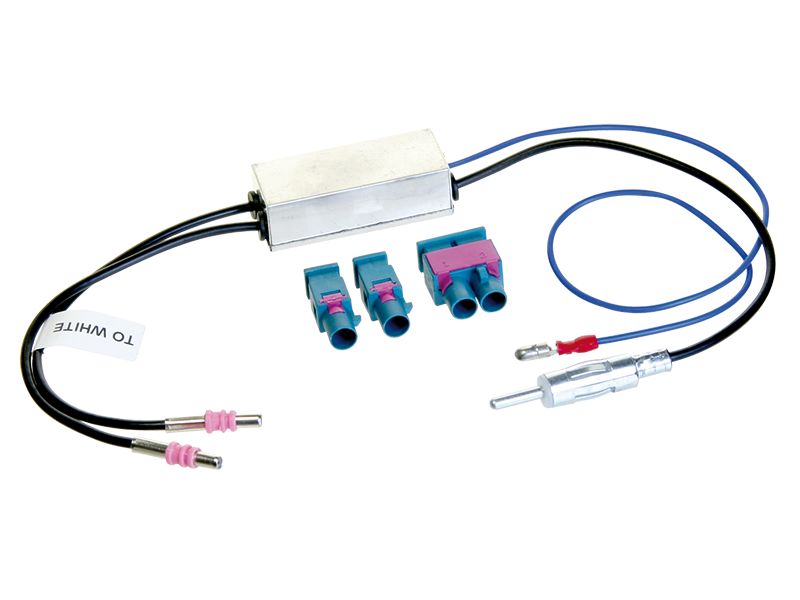 Antennenadapter kompatibel mit Audi Phantomspeisung u. Diversity ab Bj. 2003 adaptiert von 2 x Fakra (m) auf DIN (m)