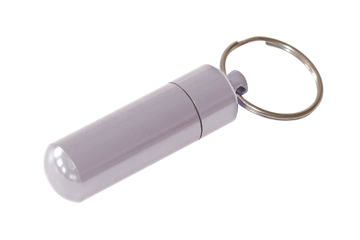 2 Stück - Pillendose silber Schlüsselanhänger aus Aluminium | wasserdicht