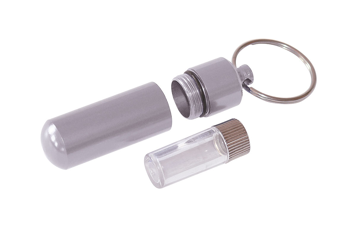 Pillendose silber Schlüsselanhänger aus Aluminium | wasserdicht-/bilder/big/206371_1.jpg