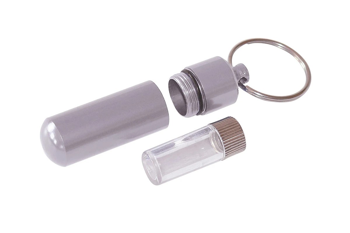 Pillendose silber Schlüsselanhänger aus Aluminium | wasserdicht-/bilder/big/206371_1.jpg
