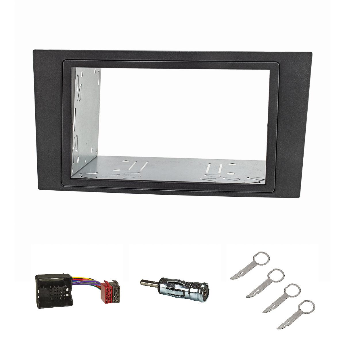 tomzz Audio Radioblende Set kompatibel mit Ford Mondeo 2-DIN mit Metallschacht anthrazit / dunkelgraumetallic Bj. 2003 - 2007