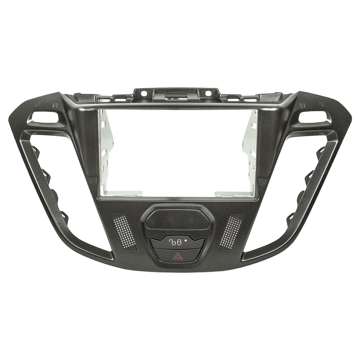 Doppel DIN Radioblende HQ kompatibel mit Ford Transit Custom Transit Tourneo Custom anthrazit ab 2012 mit Warnblinkschalter