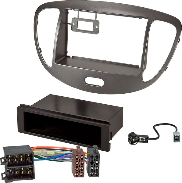 Radioeinbauset kompatibel mit Hyundai i10 2-DIN mit Fach dunkelsilber Bj. 2008 - 2013