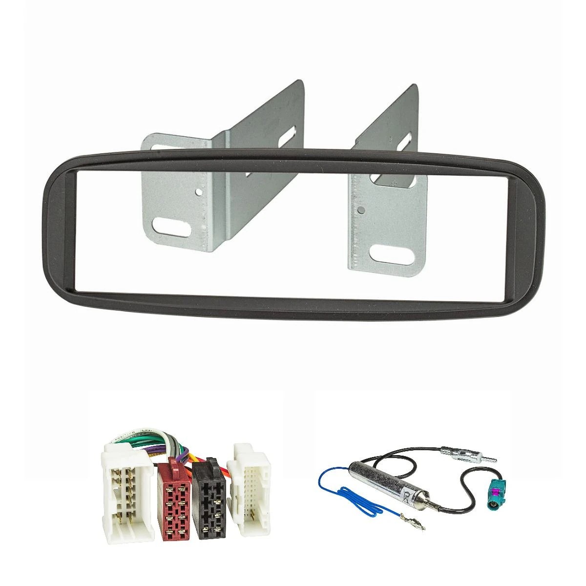 Radioblende Set kompatibel mit Renault Clio IV X98 ab Bj.2012 mit Radioadapter ISO Fakra Antennenadapter Phantomeinspeisung DIN