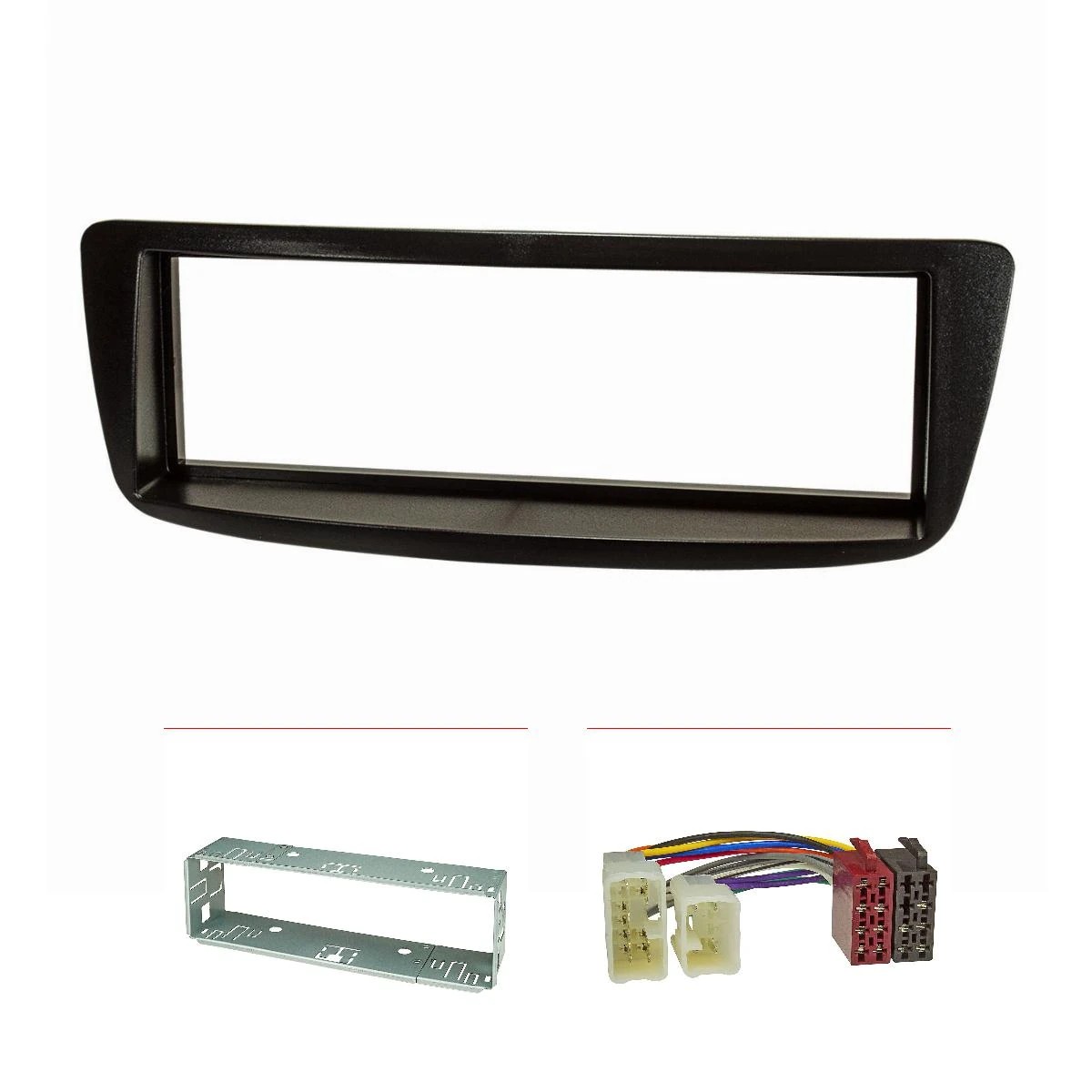 tomzz Audio Radioblende Set kompatibel mit Toyota Aygo 1-DIN schwarz mit Metallschacht Radioadapter ISO