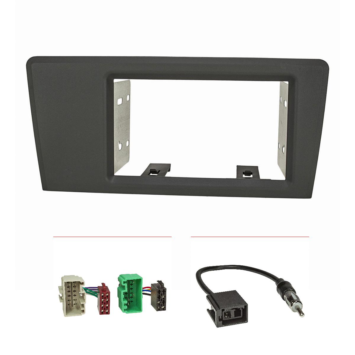 Doppel DIN Radioblende Set kompatibel mit Volvo S60 S70 C70 V70 dunkelgrau mit Einbaukit Radioadapter ISO GT5 Antennenadapter DIN