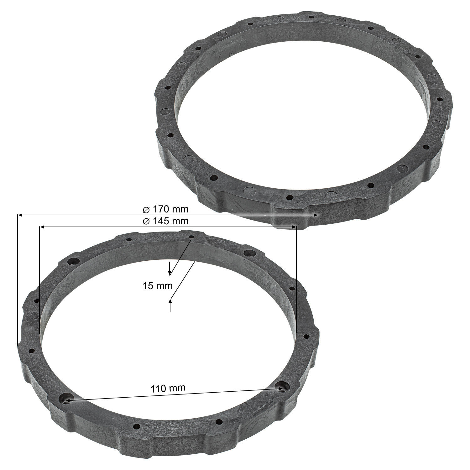 tomzz Audio Hart PVC Distanzringe Höhe 15mm für 165mm DIN Lautsprecher-/bilder/big/2800-027-2.jpg