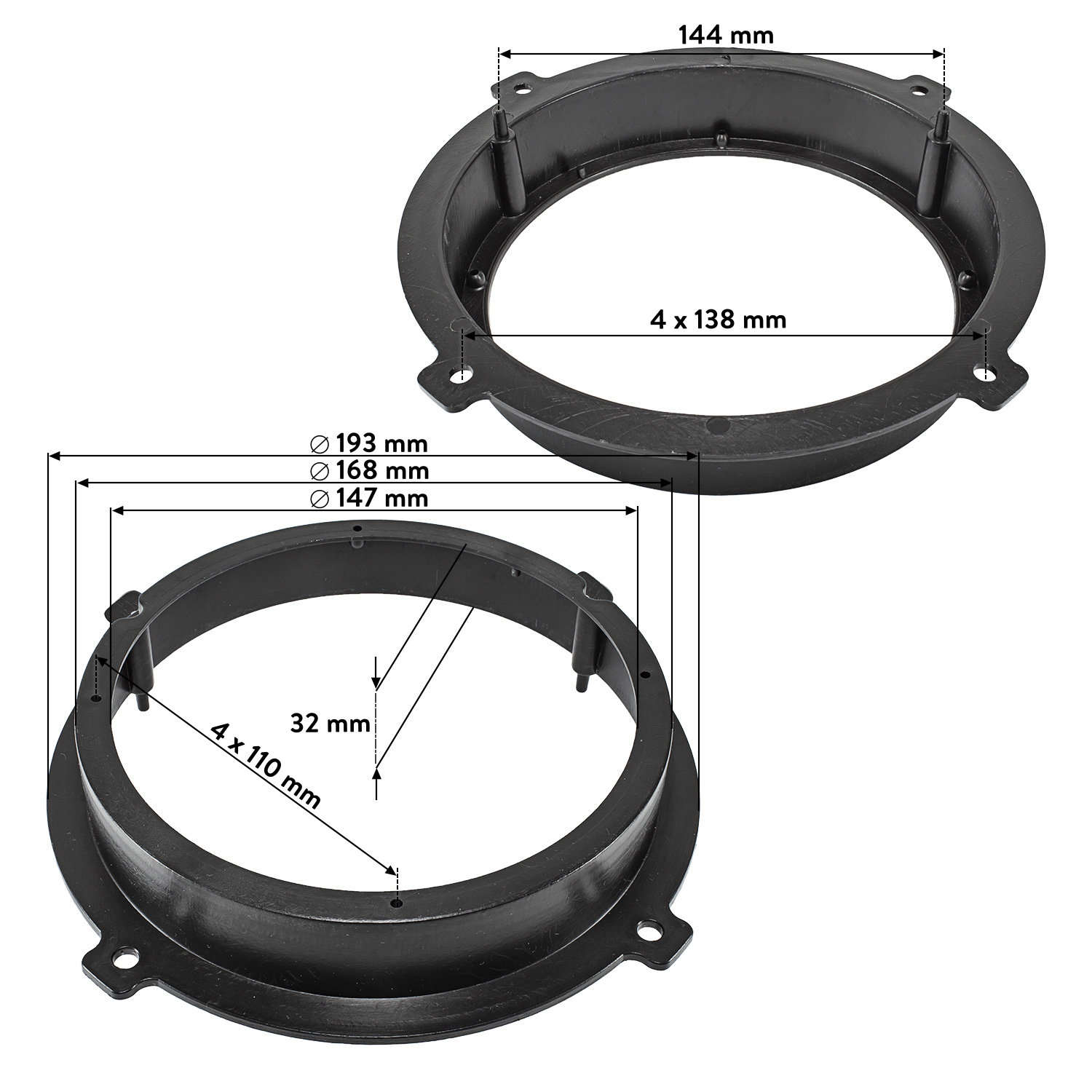 tomzz Audio Lautsprecher Adapterringe kompatibel mit Kia Hyundai Soul-/bilder/big/2819-001_1.jpg