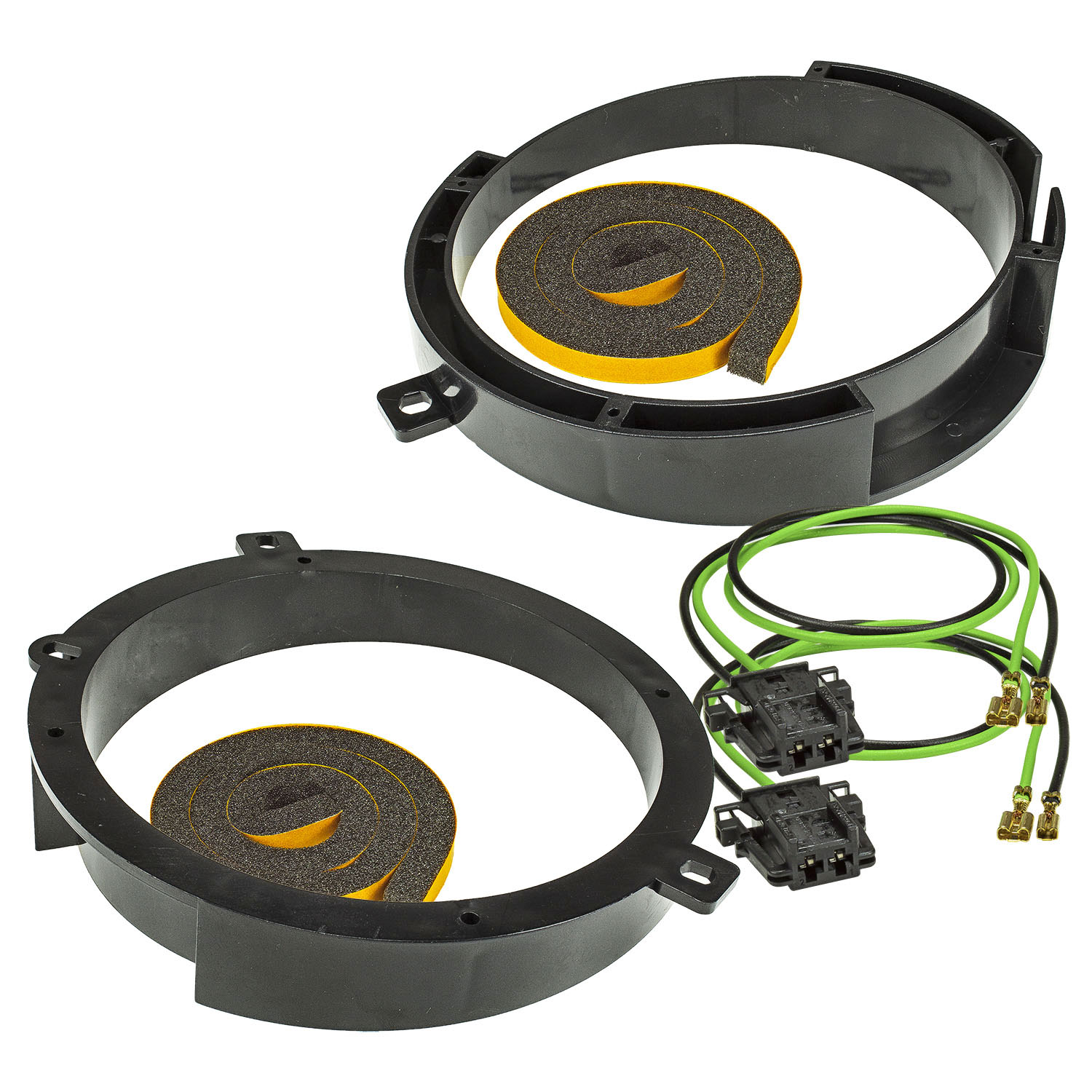 Lautsprecher Adapter Set kompatibel mit Mercedes C-Klasse W202 Türe Front Ringe + Adapterkabel adaptiert auf 165er Lautsprecher
