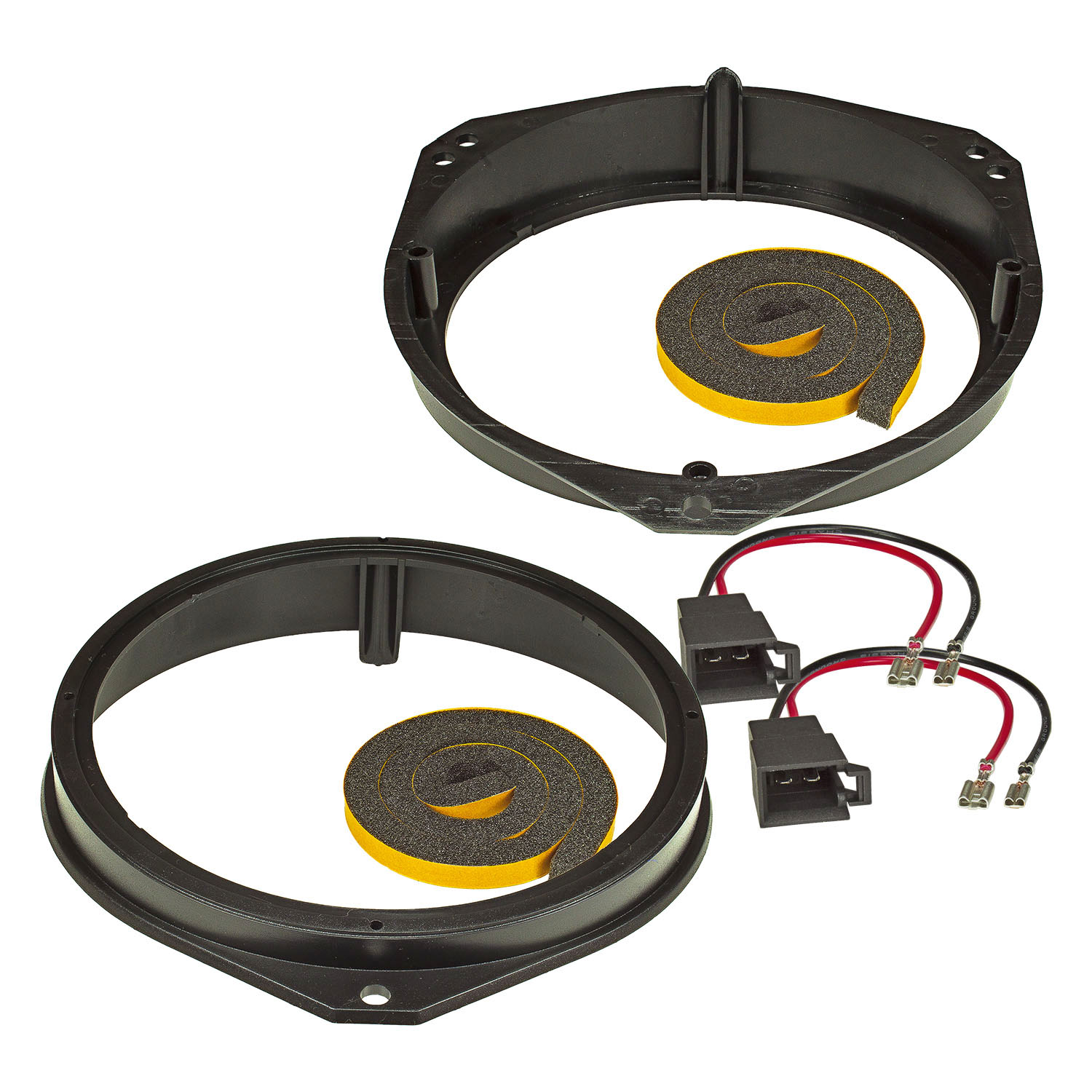 Lautsprecher Adapter Set kompatibel mit Opel Renault Nissan Corsa Combo Tigra Meriva Vivaro Trafic Primastar Ringe + Adapterkabel adaptiert auf 165er Lautsprecher