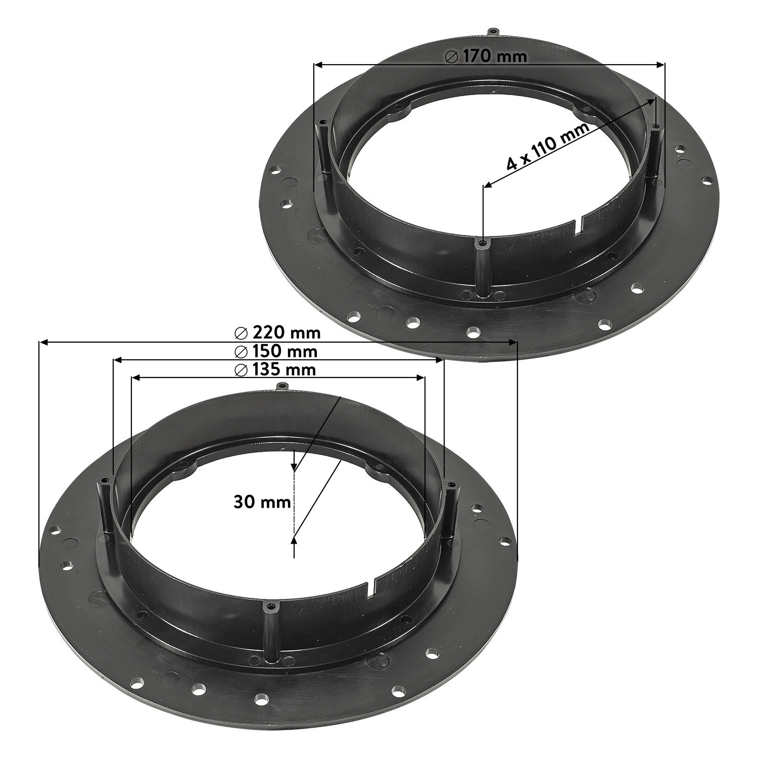 tomzz Audio Lautsprecher Adapterringe kompatibel mit VW Skoda Porsche-/bilder/big/2857-068-2.jpg