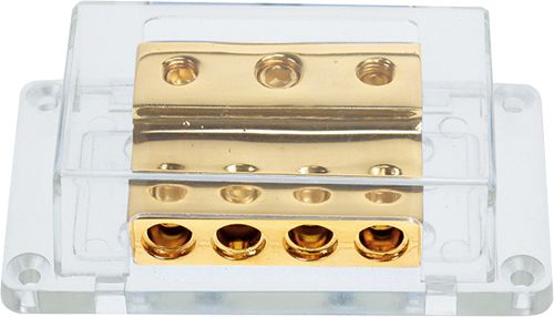 Verteilerblock 1 x 50 mm² + 2 x 20 mm² Eingang + 4 x 20 mm² Ausgang 