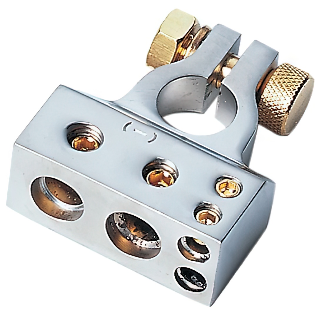 Batterieklemme 1 x 35 mm² + 1 x 20 mm² + 2 x 10 mm² Minuspol silber 