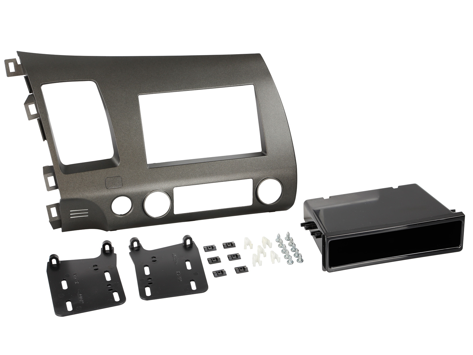 Radioblende kompatibel mit Honda Civic Hybrid (FD3) 2-DIN-Set mit Fach anthrazit Bj. 04/2006 - 2010