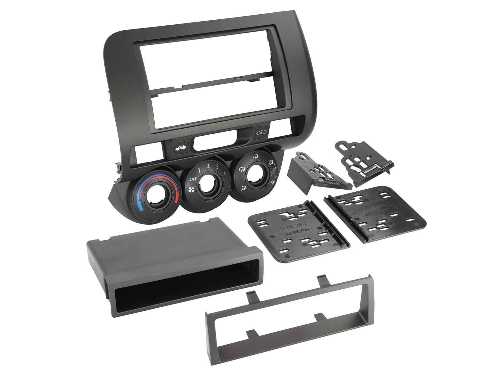 Radioblende kompatibel mit Honda Fit 2-DIN-Set mit Fach schwarz Bj. 04/2006 - 11/2007