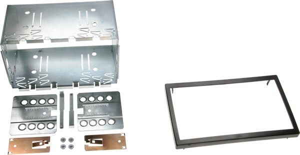 Doppel DIN Radioblende kompatibel mit VW Citroen Volvo Mercedes Seat Skoda Ford schwarz universal Metallschacht