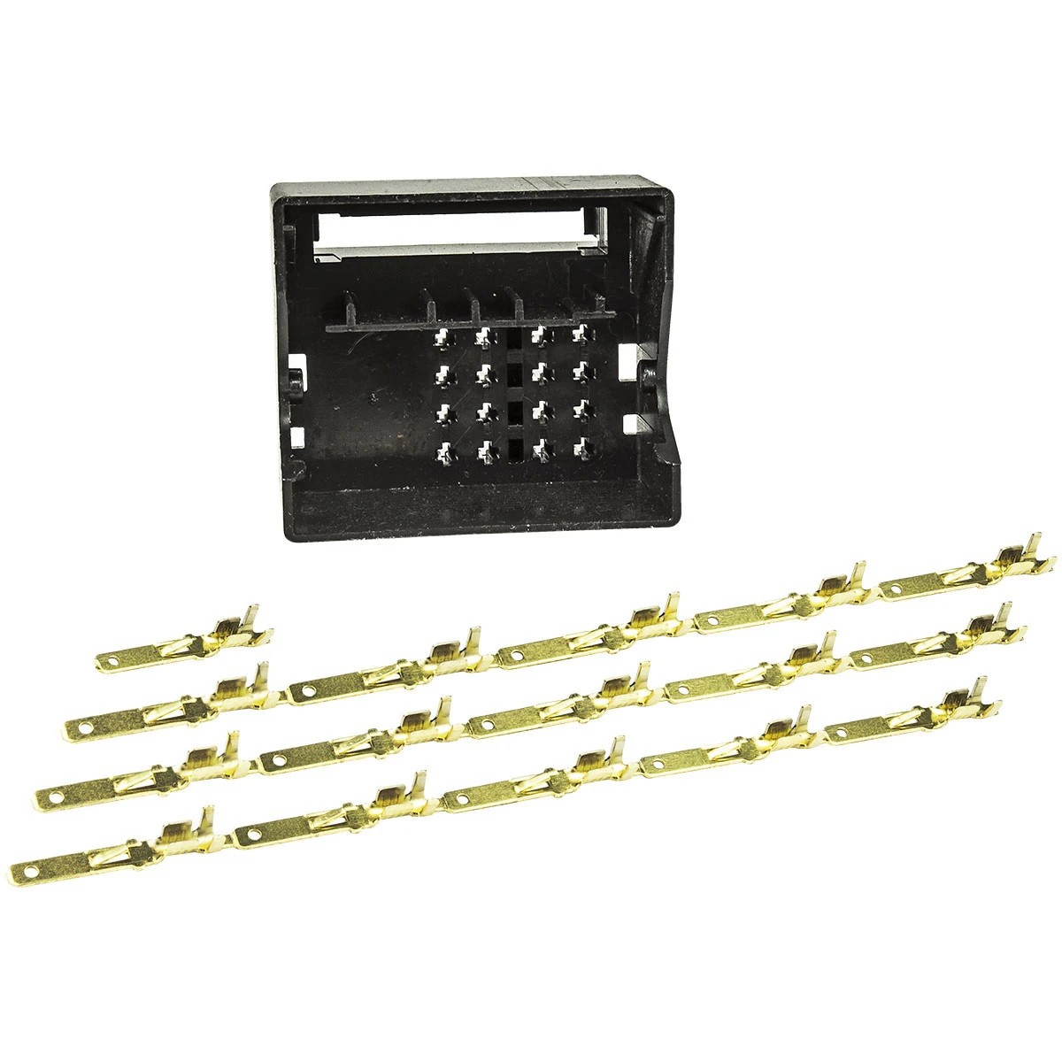 Quadlock Buchse Gehäuse Montage Set inclusive 16 Kontakte für Autoradiokabel