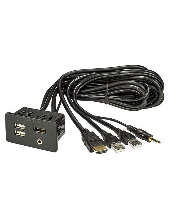 USB HDMI Klinke Einbaubuchse Steckdose 1.8m Kabel Verlängerung adaptiert auf 2 x USB / HDMI / Klinke (m)