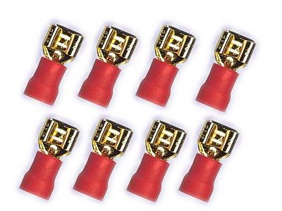 10x 4.8 mm Flachstecker 24k für Kabel 0.5 - 1.5mm² rot rot 