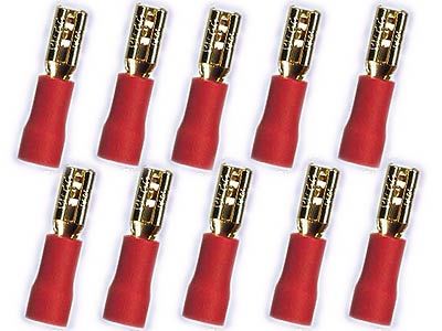 10x 2.8 mm Flachstecker 24k für Kabel 0.5 - 1.5mm² rot rot 