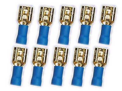10x 4.8 mm Flachstecker 24k für Kabel 1.5 - 2.5 mm² blau 