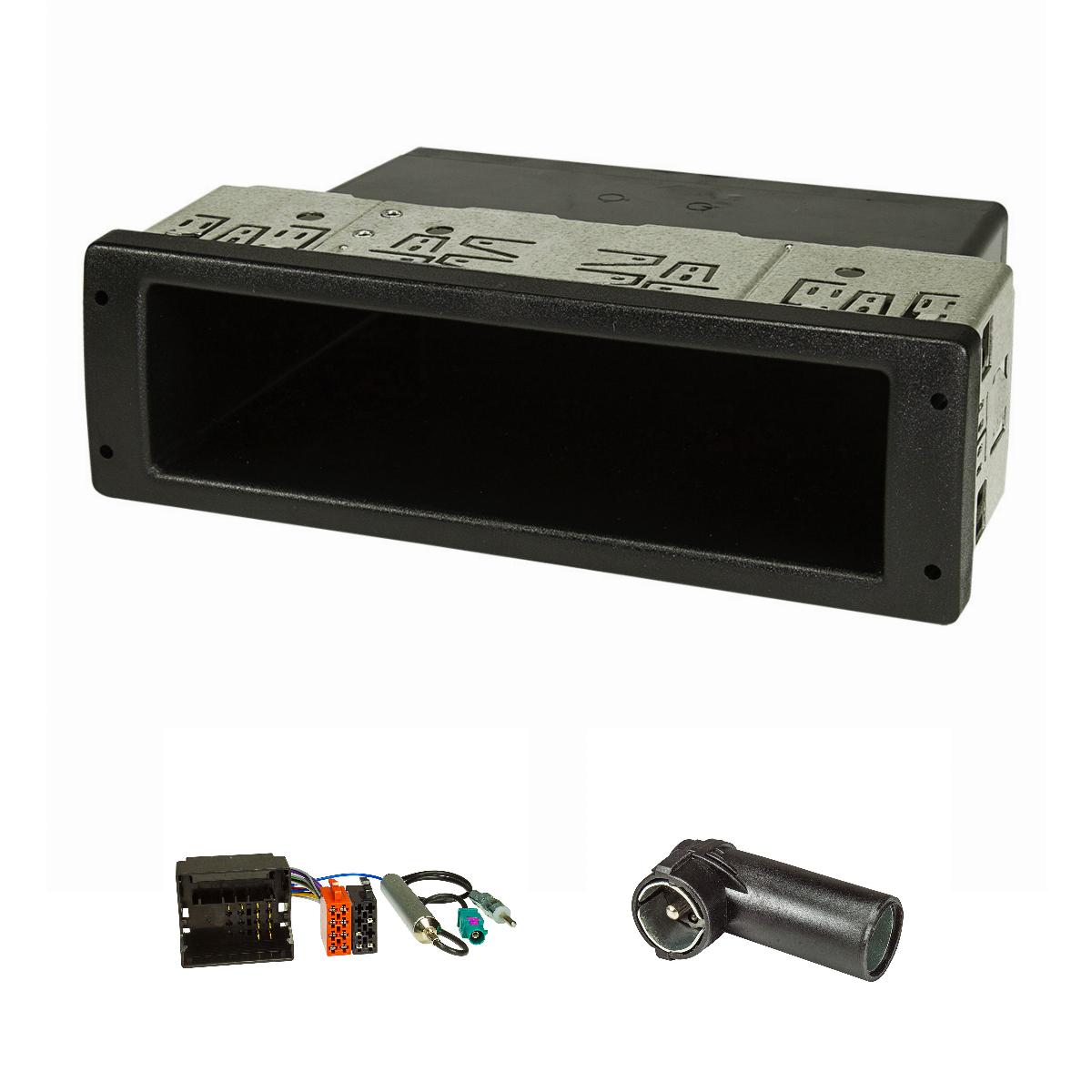 Radioblende Set kompatibel mit Citroen Peugeot C2 C3 207 307 Profi-Version extrem stabil mit Quadlockadapter ISO Fakra Antennenadapter Phantomeinspeisung DIN ISO