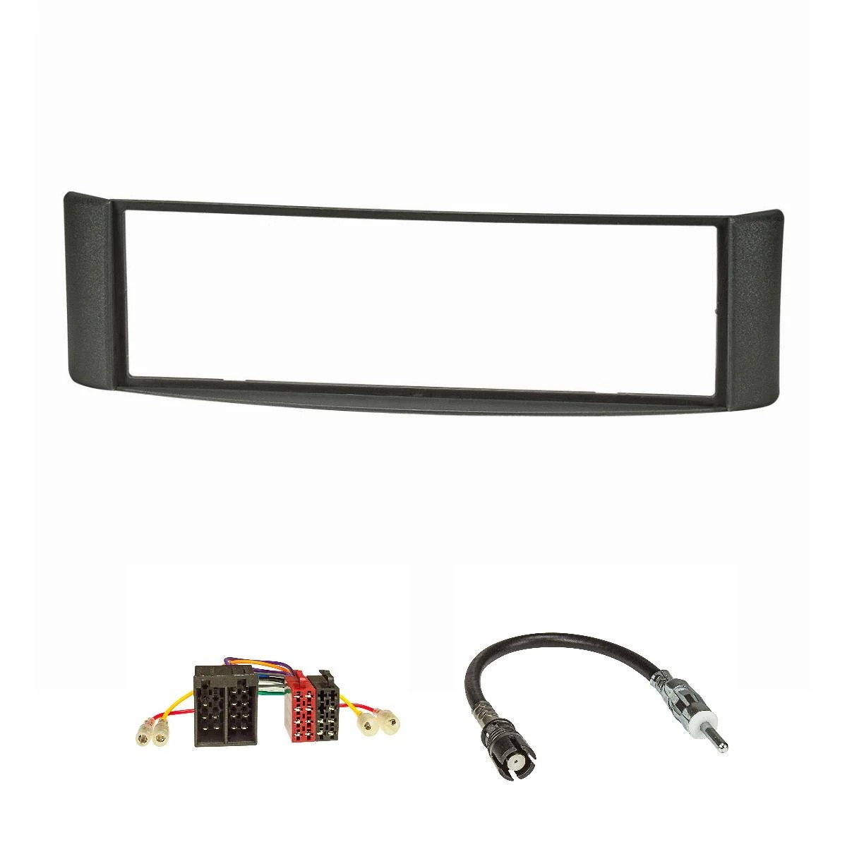 Radioblende Set kompatibel mit Smart fortwo (450) dunkelgrau Bj.1998-2007 mit Radioadapter ISO Raku2 Antennenadapter DIN