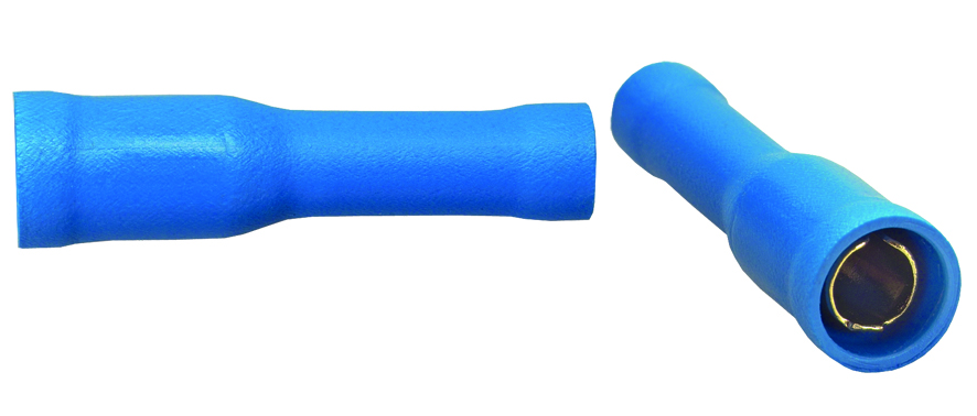 10x 4mm Rundsteckhülse 24k für Kabel 2.5mm² - 4mm² Farbe: blau 