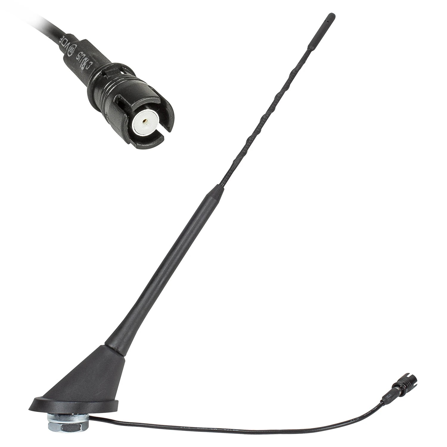 KFZ Antenne Dachantenne kompatibel mit Audi Opel Seat Skoda VW 16V Verstärker RAKU 2 II Anti Noise Stab 28cm 60 Grad