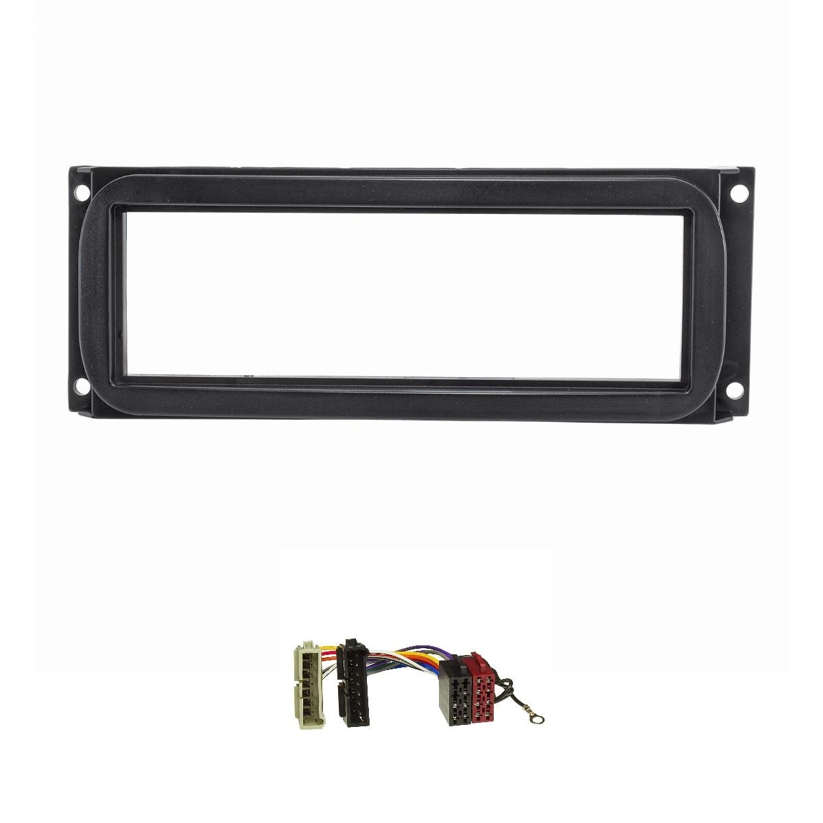 Radioblende Set kompatibel mit Chrysler Jeep Neon PT Cruiser Sebring Wrangler Grand Cherokee Cherokee schwarz mit Radioadapter ISO