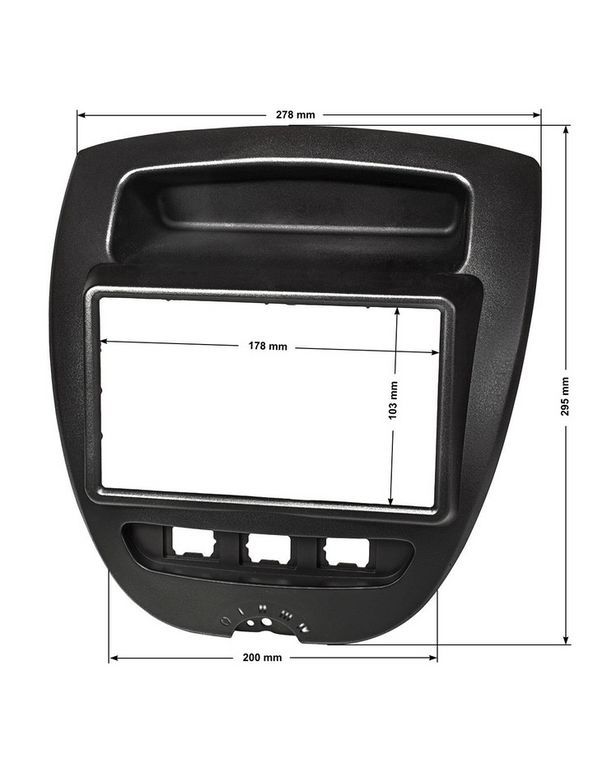 Radioblende kompatibel mit Citroen Toyota Peugeot C1 Aygo 107 2-DIN schwarz 2005-2014