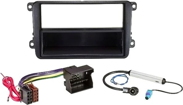 Radioeinbauset kompatibel mit Seat Leon 1-DIN mit Fach schwarz ab Bj. 2010