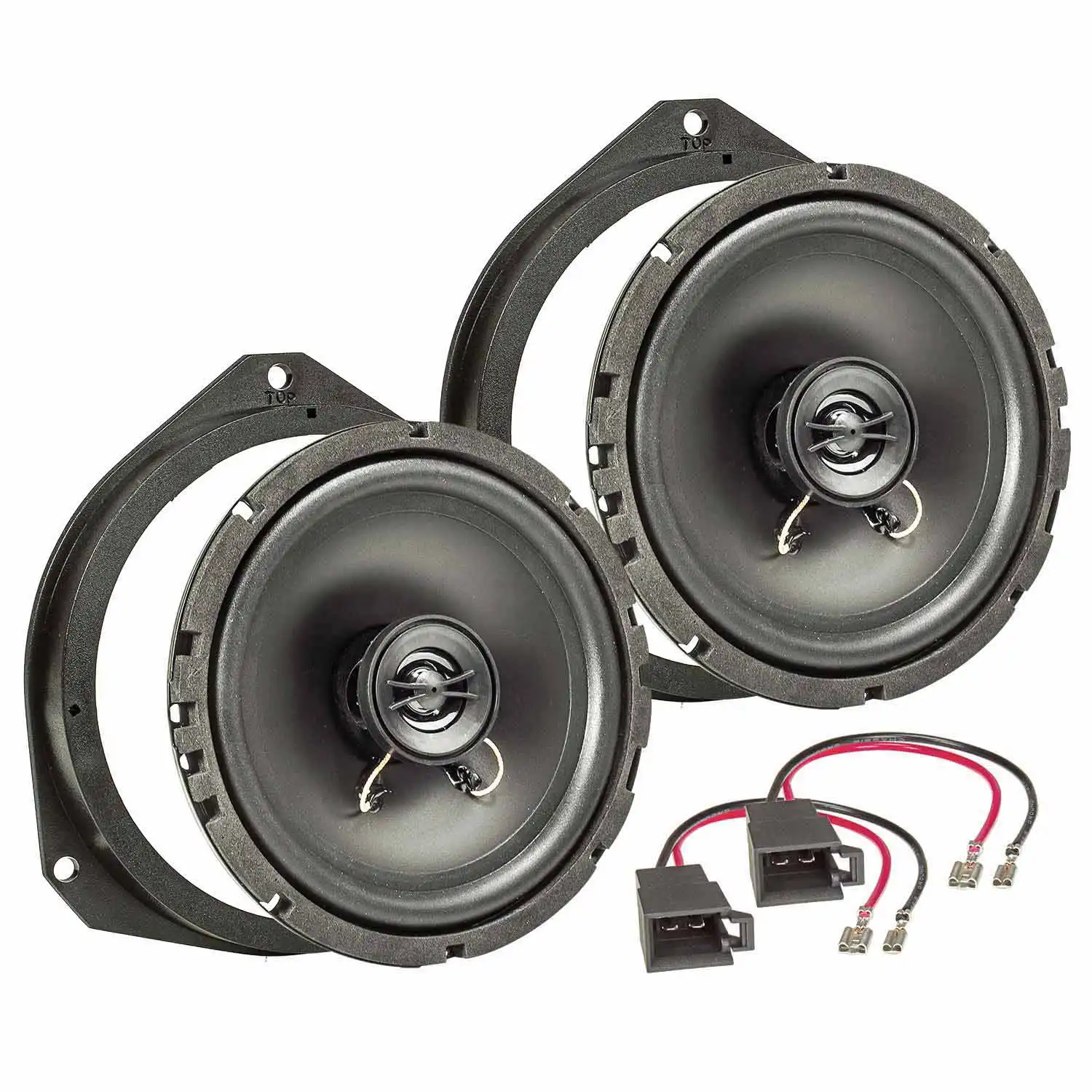 TA16.5-PRO Lautsprecher Einbau Set kompatibel mit Fiat 500 Grande Punto Panda 165mm 2-Wege Koaxial System