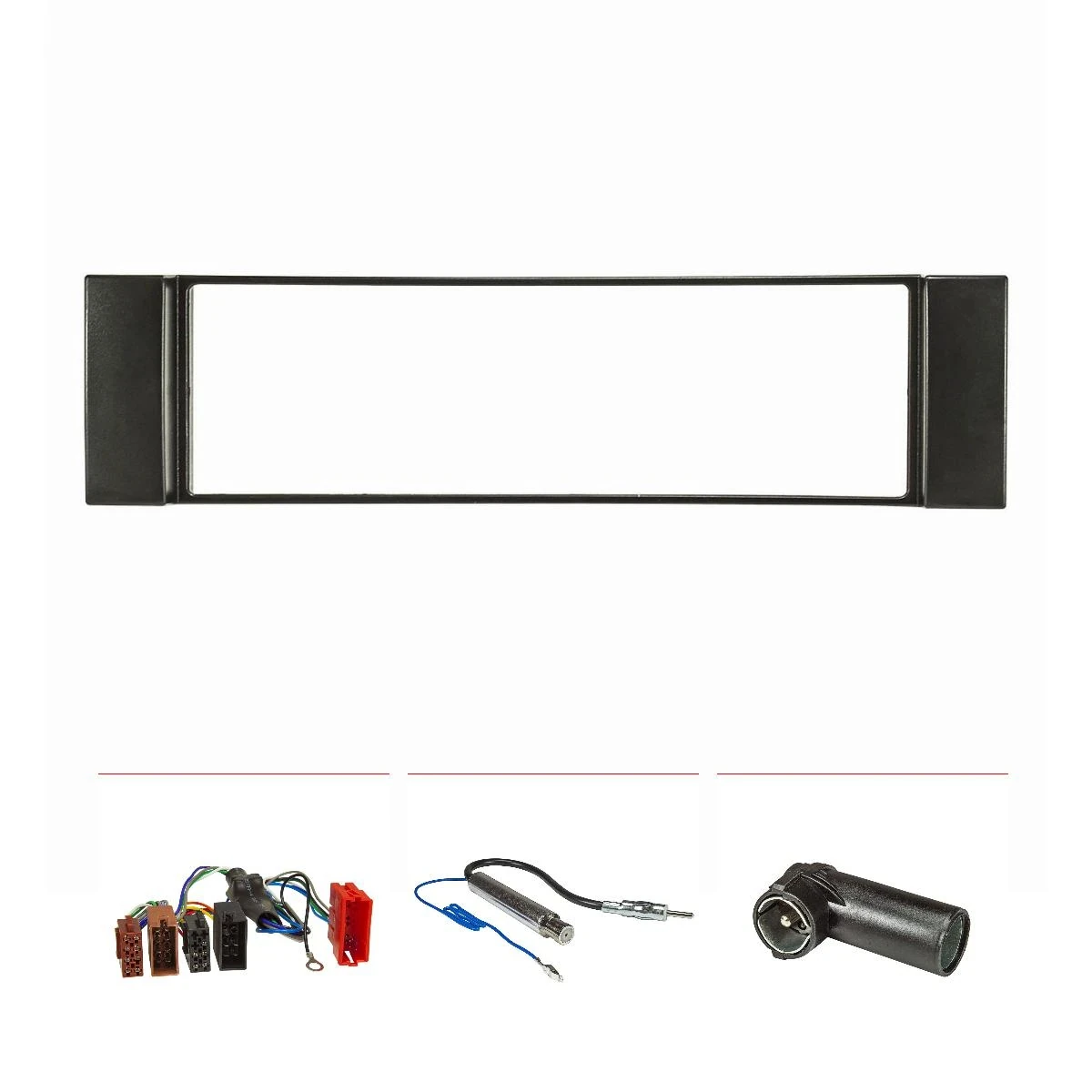 Radioblende Set kompatibel mit Audi Seat A3 A6 Leon Toledo 1-DIN mit Aktivsystemadapter ISO Antennenadapter Phantomeinspeisung DIN ISO