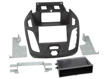 Radioblende kompatibel mit Ford Tourneo Connect Transit Connect (PJ2) 2-DIN mit Fach mit Display schwarz