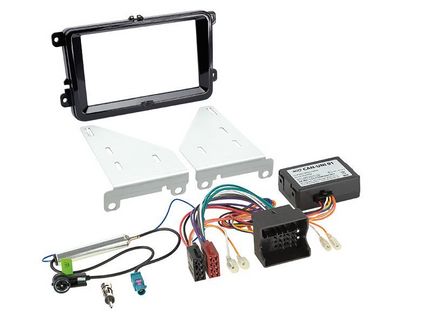 2-DIN Radioeinbau Kit 0772.10717 für VW Amarok, Beetle, Caddy, CC, EOS, Golf, Jetta, Passat, Polo, Scirocco, Sharan, Tiguan, Touran, T5, pianoschwarz
