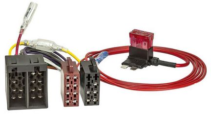 Autoradio Adapter Kabel mit Zündplus durch Sicherungsabgriff adaptiert von ISO (f) auf ISO (m)