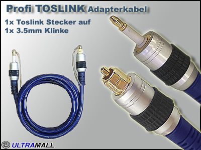 TOSLINK Adapterkabel (Toslink 3.5mm Stecker) Profi Serie 0772.00484 Länge:  2.0m
