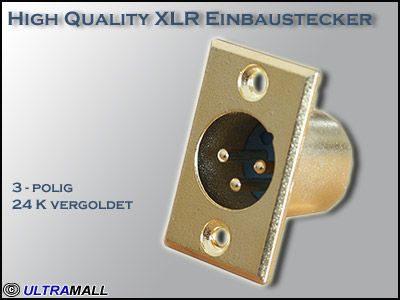 .High Quality XLR Einbaustecker 0772.01180, 24K vergoldet