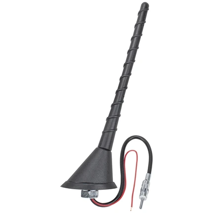 Dachantenne 16V-Look AM/FM mit Verstärker Stab 18.5cm gewendelt DIN-Stecker kompatibel mit Audi Opel Seat Skoda VW