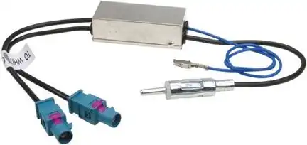 ACV Antennenadapter kompatibel mit Audi Seat Skoda VW Citroen Peugeot Opel Phantomspeisung u. Diversity ab Bj. 2002 adaptiert von Doppel-Fakra (m) auf DIN (m)