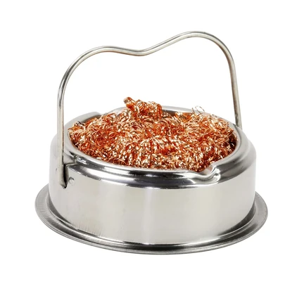 Blanko Lötspitzenreiniger Behälter mit Schwamm aus Messingwolle und Lötkolben Ablage